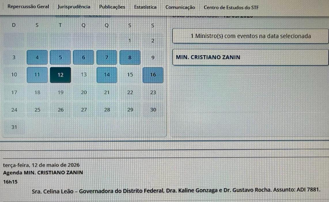 BRASILIANAS | Celina pressiona Zanin sobre Ficha Limpa contra Arruda, causa inc&ocirc;modo e reuni&atilde;o tem assunto alterado na agenda oficial do STF