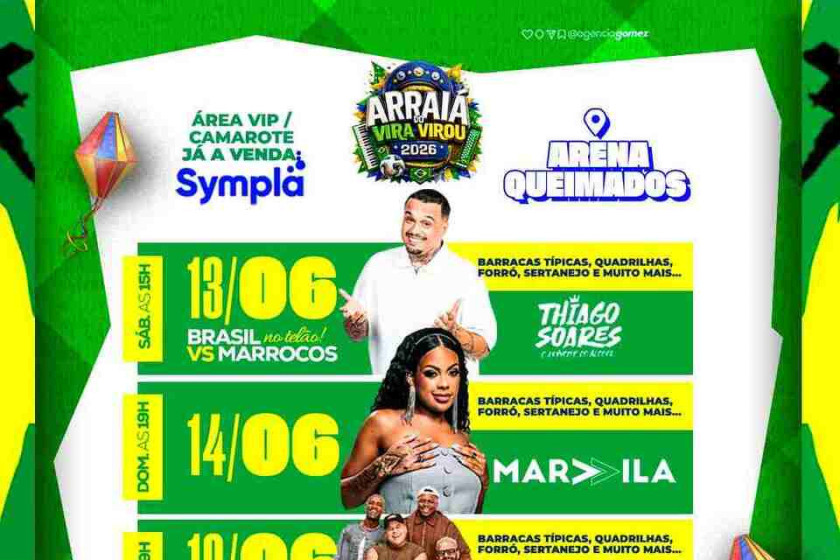 Arrai&aacute; do Vira Virou 2026 ter&aacute; festa e Copa em Queimados