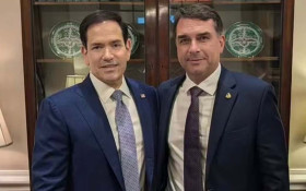 Fl&aacute;vio Bolsonaro volta a debater CV e PCC em reuni&atilde;o com Marco Rubio