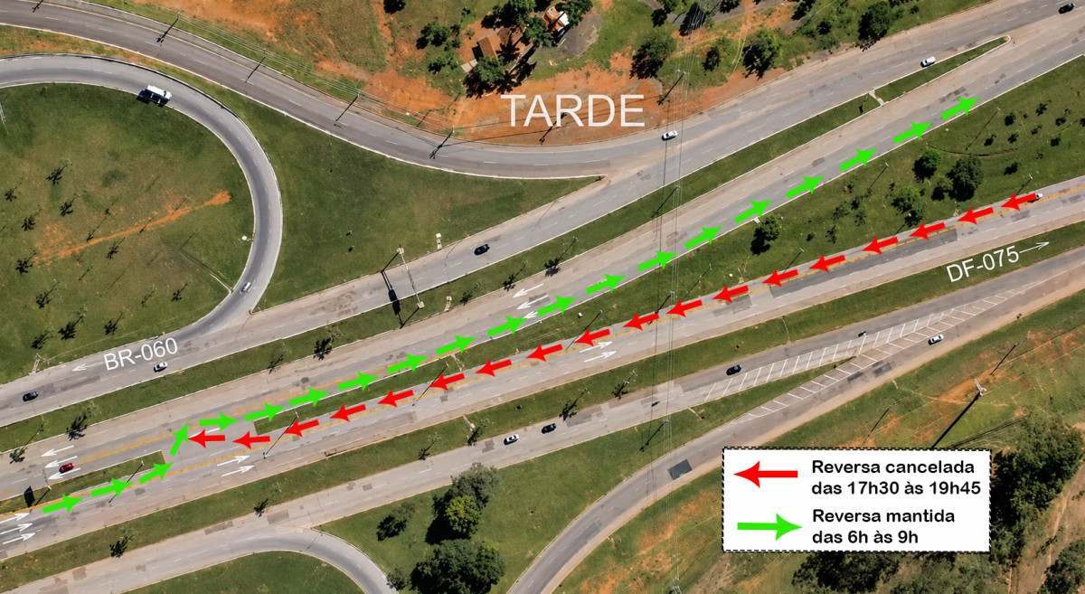 Invers&atilde;o noturna de faixa na DF‑001 &eacute; suspensa