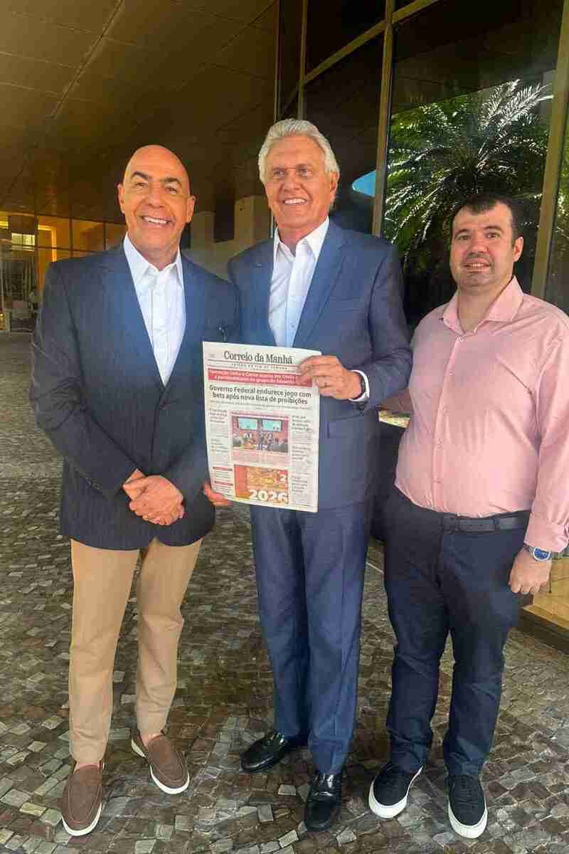 Caiado foi recebido pelo vice-presidente de Marketing do Correio da Manhã, Marcelo Alves, e o jornalista e editor do Rio, Marcelo Perillier