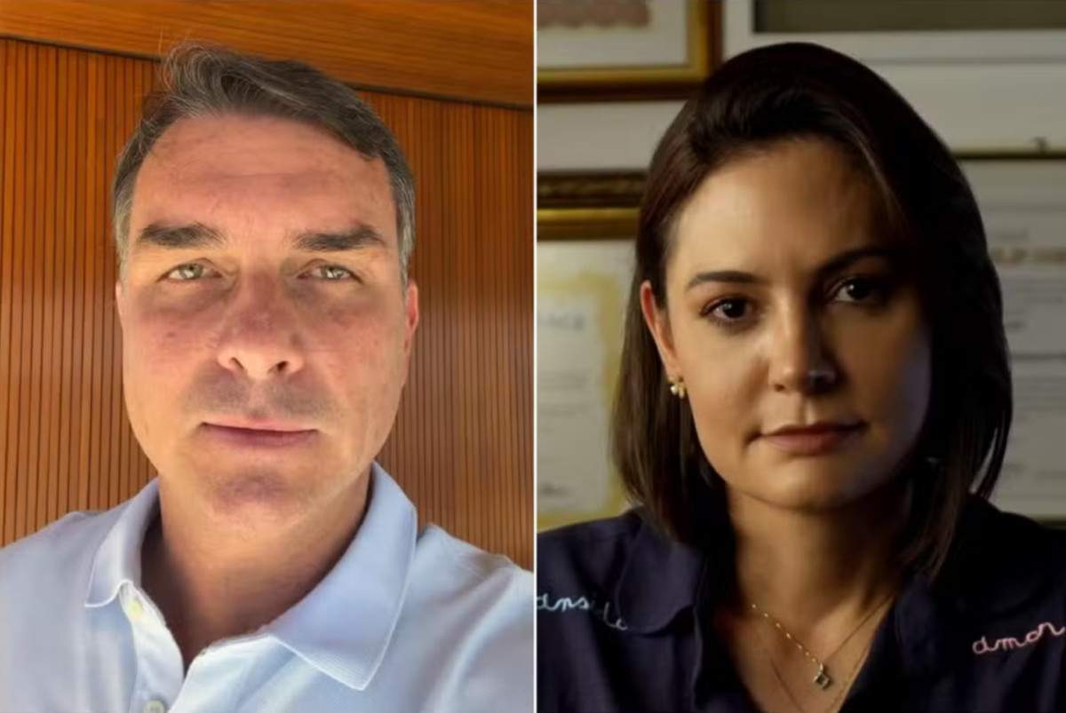 Em v&iacute;deo, Fl&aacute;vio Bolsonaro pede desculpas e chama Michelle para campanha