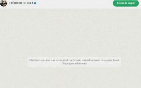 Canal 'Ex&eacute;rcito do Lula' sai do ar e ser&aacute; retomado ap&oacute;s 48 horas