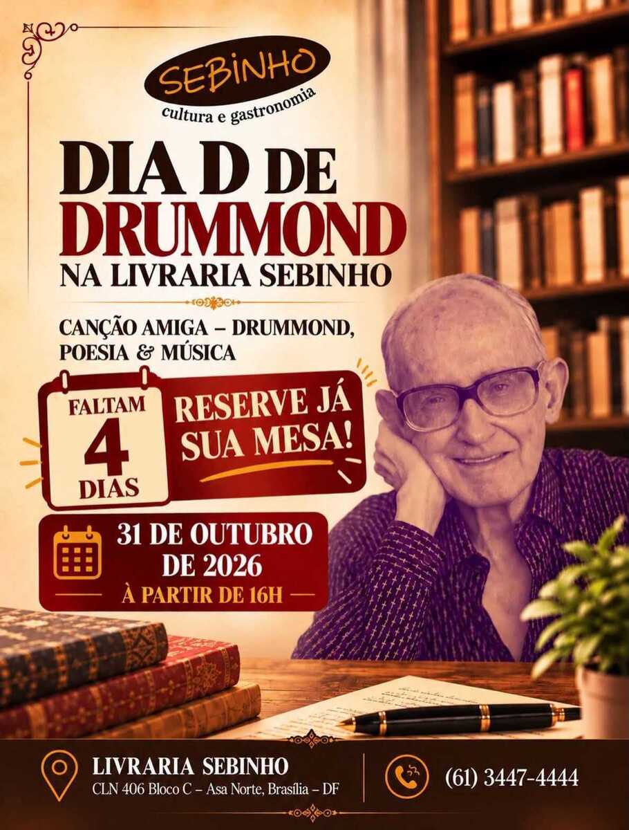 BRASILIANAS | Sebinho dedica o Dia D a Drummond com poesia, m&uacute;sica e culin&aacute;ria mineira